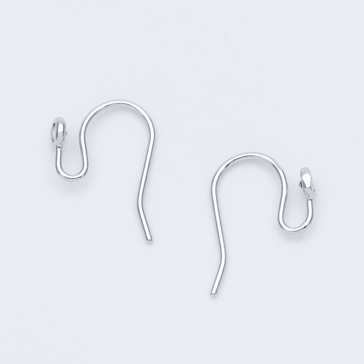 10pcs CZ Pave Gold/ Silver tone Earring Hooks, Real Gold/ Rhodium plated Brass, Simple Earwires with CZ End 15mm (GB-599)